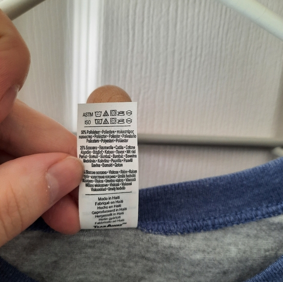 Anvil Size XS Men's Blue and Gray 3/4-sleeve Raglan Tee NWOT - Picture 5 of 6